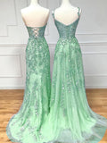 Sexy Mermaid Sweetheart Mint Green Tulle Lace Prom Dresses Party Evening Dress HZ1024