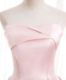 Simple satin long pink prom dress, pink evening dress HZ1024