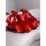 Chic A line Satin Straps Short White Homecoming Dress 20th Birthday Outfits HZ1024