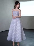 Sexy A Line Sleeveless Lilac Floral Sequin Long Prom Dress HZ1024