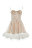 Cute A-Line Straps Short Sequin Homecoming Dress Birthday Outfit HZ1024
