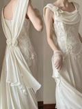 Chic A Line Chiffon Lace White Wedding Dresses HZ1024