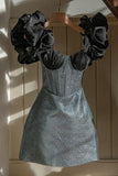Sparkly A line Homecoming Dress With Tiered Ruffle Bodice Birthday Outfits HZ1024