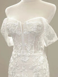 Sexy Mermaid Off The Shoulder Lace Long Sleeves White Wedding Dresses HZ1024
