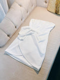 Simple A line Strapless White Short Satin Homecoming Dress Birthday Dresses HZ1024
