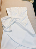 Simple A line Strapless White Short Satin Homecoming Dress Birthday Dresses HZ1024