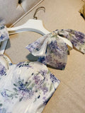 Sexy A Line Straps Sleeveless Floral Lilac Long Prom Dresses HZ1024