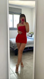 Modest Sheath Straps Short Red Homecoming Dresses 21st Birthday Outfits HZ1024