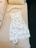 Modest Sheath Straps Floral Green Short Homecoming Dresses Satin Birthday Outfits HZ1024