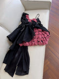 Pretty Ball Gown Straps Black Satin Flowers Homecoming Dresses Birthday Outfits With Bow HZ1024