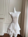 Simple A Line Spaghetti Straps Chiffon Short White Homecoming Dresses Birthday Outfit HZ1024