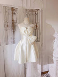 Simple A line Spaghetti Straps Ivory Mini Party Dress Short Homecoming Dresses HZ1024