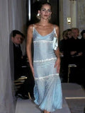 Pretty Sheath Straps Blue Beads Prom Dresses Sexy Evening Dress HZ1024