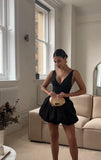 16th Birthday Little Black Dress A Line Homecoming Dresses Black Short Mini Party Dress HZ1024