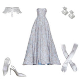 Elegant Ball Gown Strapless Light Sky Blue Lace Long Prom Dresses Evening Dress HZ1024