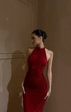 Pretty Sheath High Neckline Sequin Red Long Evening Dress Prom Dresses HZ1024