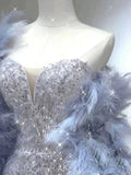 Elegant Mermaid Sweetheart Neckline Silver Sequin Evening Dress Long Prom Dresses HZ1024
