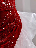 Gorgeous Sheath Off The Shoulder Sequin Red Evening Dress Prom Dresses Birthday Outfits HZ1024