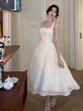 Simple A line Spaghetti Straps White Sleeveless Prom Dresses Birthday Party Dress HZ1024
