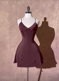 16th Birthday A Line Straps Satin Homecoming Dresses Short Mini Birthday Dress HZ1024