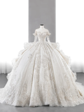 Timeless Ball Gown Off The Shoulder Tulle Lace Sequin Beaed Long Sleeves Long Wedding Dresses HZ1024