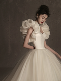 Unique Ball Gown Sweetheart Satin Tulle Long Wedding Dresses HZ1024