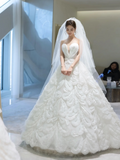Timeless Ball Gown Strapless Tulle With Veil Long Wedding Dresses HZ1024