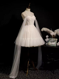Elegant Ball Gown Spaghetti Straps Party Dress White Homecoming Dresses HZ1024