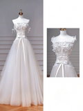 Pretty A Line Spaghetti Straps Tulle Lace Applique Long Wedding Dresses HZ1024
