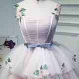 Elegant Ball Gown Straps Tulle Party Dress Pink Homecoming Dresses HZ1024