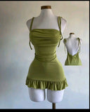 Bodycon Mermaid Spaghetti Straps Satin Backless Short Homecoming Dress 18th Birthday Outfits HZ1024