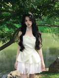 Pretty A Line Strapless Satin Chiffon Short Homecoming Dress 17th Birthday Outfits HZ1024