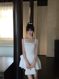 White 16th A Line Square Satin Short Homecoming Dress Birthday Outfits HZ1024