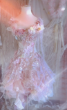 Gorgeous A Line Chiffon Tulle Sequin Beads Flower Short Homecoming Dress 18th Birthday Outfits HZ1024