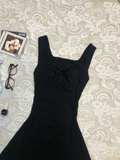 Eelgant A Line Square Black Satin Bow Short Homecoming Dress 18th Birthday Outfits HZ1024