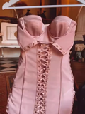 Cute A Line Strapless Short Birthday Dress Pink Homecoming Dresses HZ1024