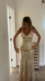 Glitter Mermaid Spaghetti Straps Sequin Long Prom Dresses Formal Dress HZ1024