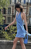 Classy A Line Halter Chiffon Short Homecoming Dress 20th Birthday Outfits HZ1024