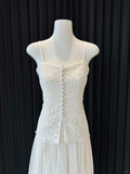 Classy A Line Spaghetti Straps Chiffon Lace Long Prom Dresses Formal Dress HZ1024
