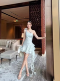 Simple A-Line Sage Green Short Birthday Outfits Homecoming Dress HZ1024