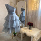 Blue Short Party Dress Homecoming Dress Birthday Dress HZ1024