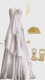 Pretty A Line Strapless Satin Ruffle Long Prom Dresses Formal Dress HZ1024