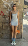 Simple Elegant Mermaid Spaghetti Straps Satin Short Homecoming Dress 19th Birthday Outfits HZ1024