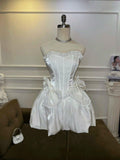 Chic A Line Strapless Satin With Bow Short Homecoming Dress 18th Birthday Outfits HZ1024