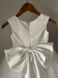 Pretty A Line Satin Tulle Back With Bow Knot Flower Girl Dress HZ1024