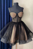 Cute Dots Black/White A-Line Homecoming Dress Short Birthday Dress HZ1024