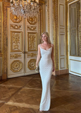 Charming Bodycon Mermaid Spaghetti Straps Satin Long Prom Dress, Evening Dress HZ1024