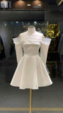 Simple A Line Off The Shoulder Satin Homecoming Dress Birthday Outfits HZ1024