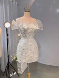 Simple A Line Strapless White Satin Homecoming Dress Birthday Outfits HZ1024
