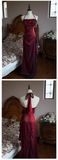 Vintage Mermaid Halter Burgundy Flowers Long Prom Dresses HZ1024